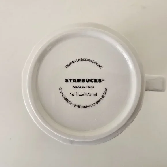 NIB STARBUCKS Shanghai Skyline Relief 3D White Blue Coffee Mug Cup 16floz/473ml - Picture 9 of 9